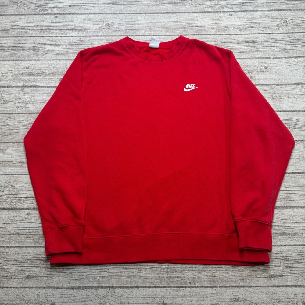 Nike Sweatshirt Men's XL Red Fleece Lined Pullover Athletic Sportswear Varsity